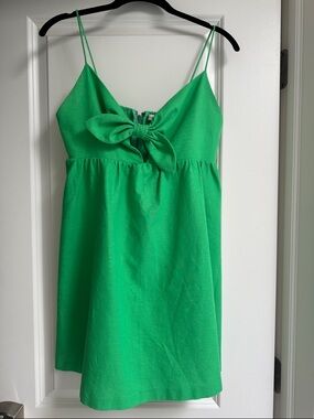 Alice & Olivia Green Tie-Front Spaghetti Strap Mini Dress